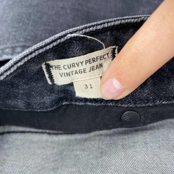 Madewell The Curvy Perfect Vintage Jeans Sz 31 High Rise Stretch Crop Denim Gray - Picture 6 of 12